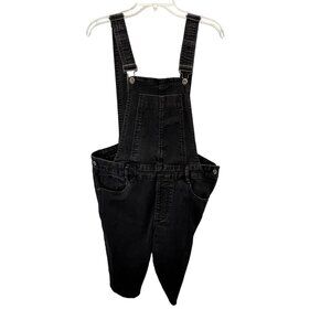 Dollhouse Shortalls Cutoff Overalls 13 Junior Women Black Denim Zip Side Stretch